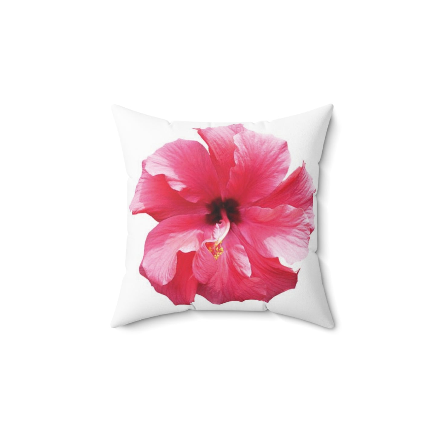 Decorative Pillow - Accent Cushion, 4 Sizes / Photo Pink Hibiscus, White