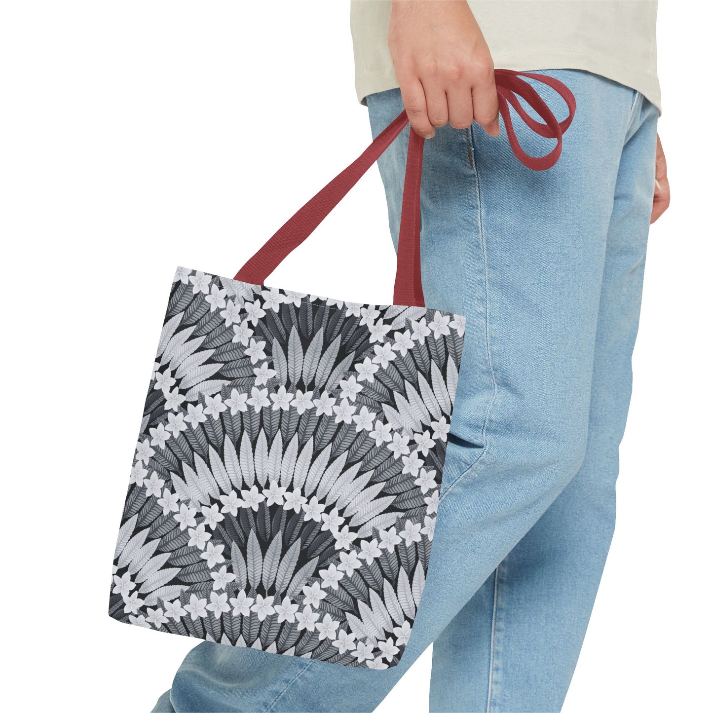 Plumeria and Palms BlackTote Bag - 3 Sizes