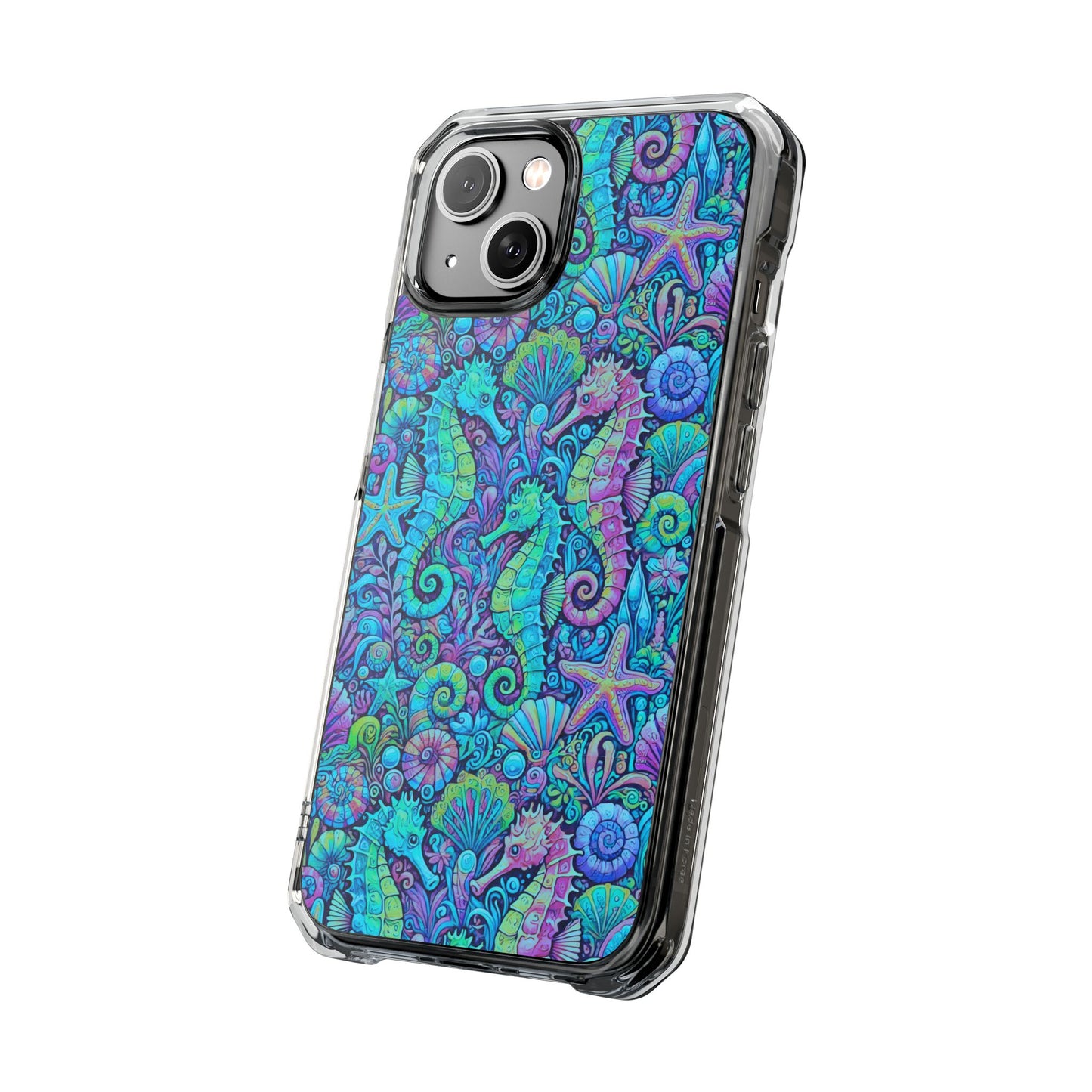 Seahorses/Turquoise POP Magnetic Clear Phone Case, Many Models