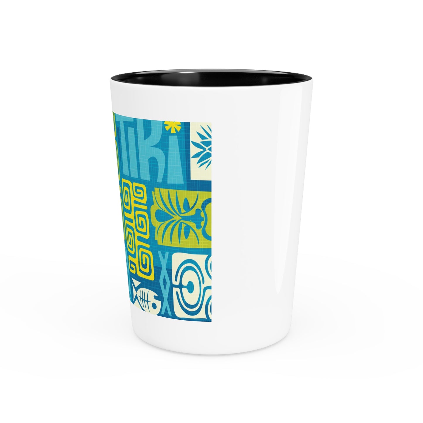 Ceramic Shot Glass - Tiki Poster Blue