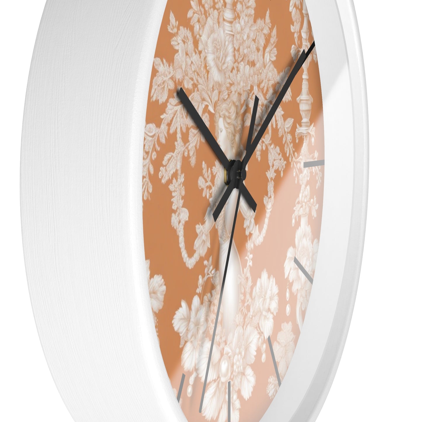 Wall Clock, Pearl Lady Toile / Melon, Hands/Base Variants