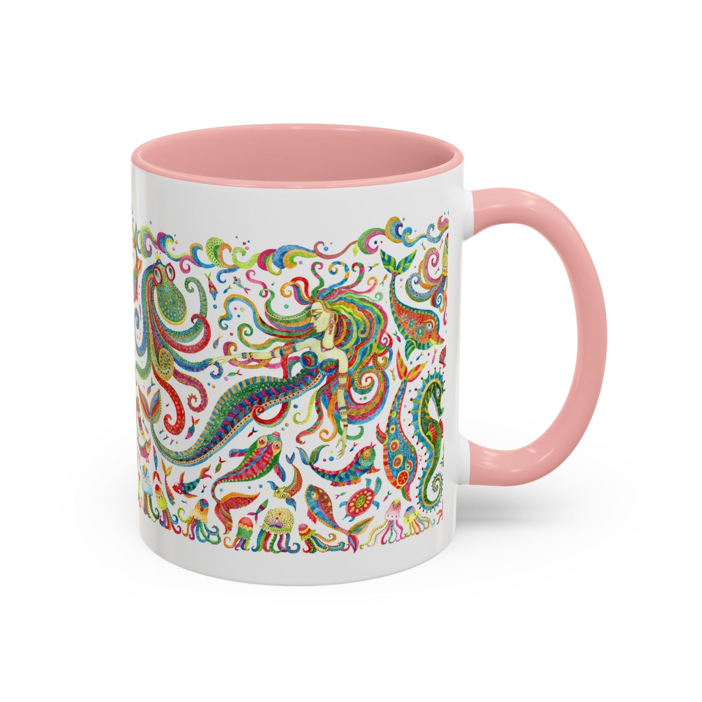 Accent Coffee Mug | Tropical-Inspired Drinkware / Colorful Mermaid Kingdom