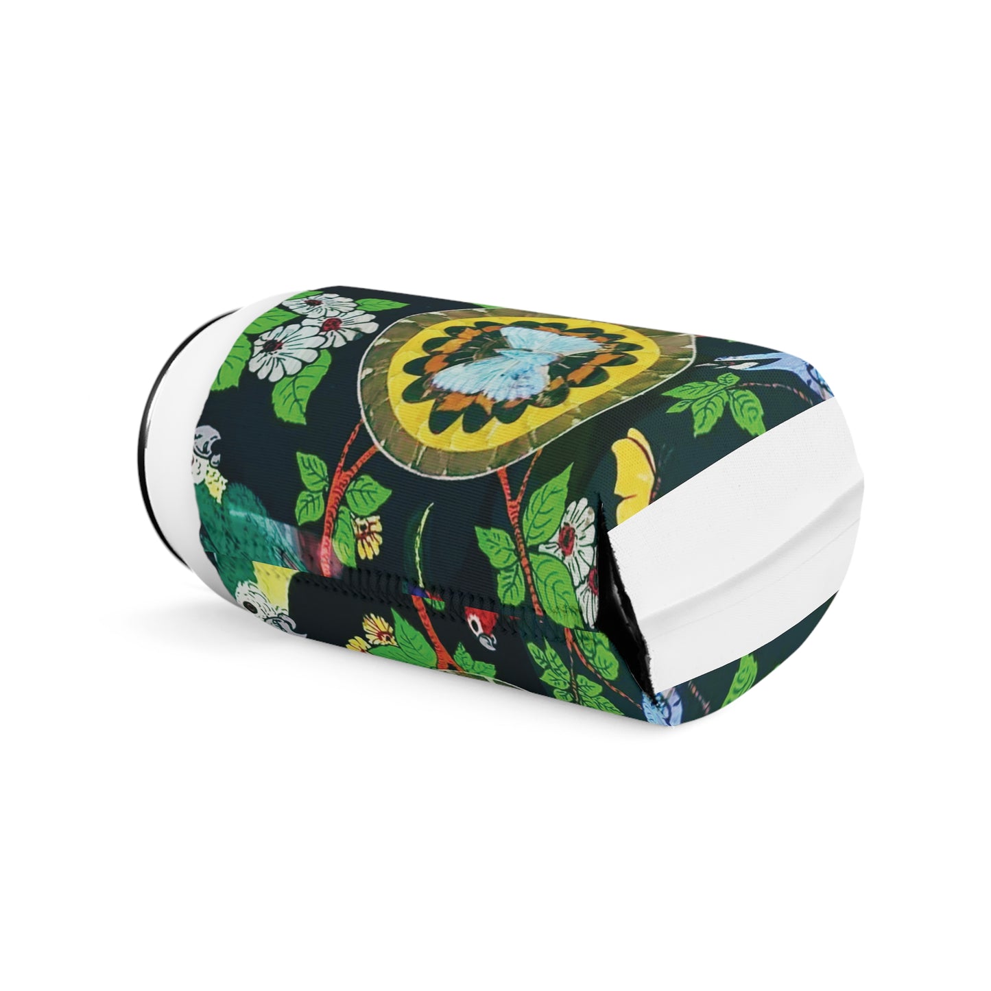 Parrots and Butterflies/Real Wing Art Can Cooler Sleeve - Perfect for Outdoor Picnics