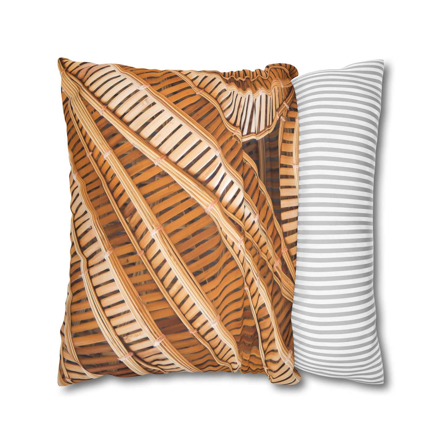 Faux Suede Square Pillowcase - Natural Bamboo Spiral