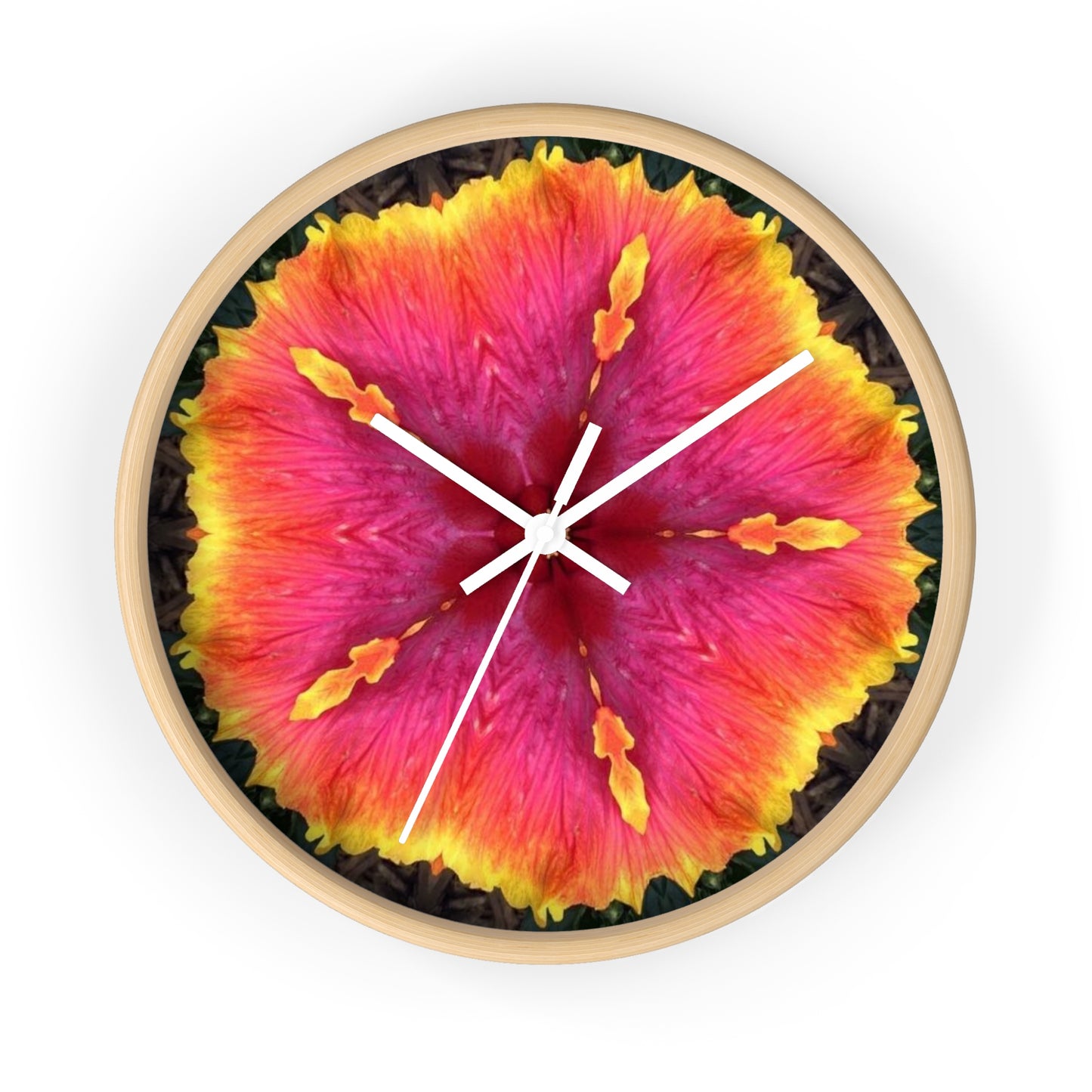 Wall Clock - Hibiscus Kaleidoscope #1