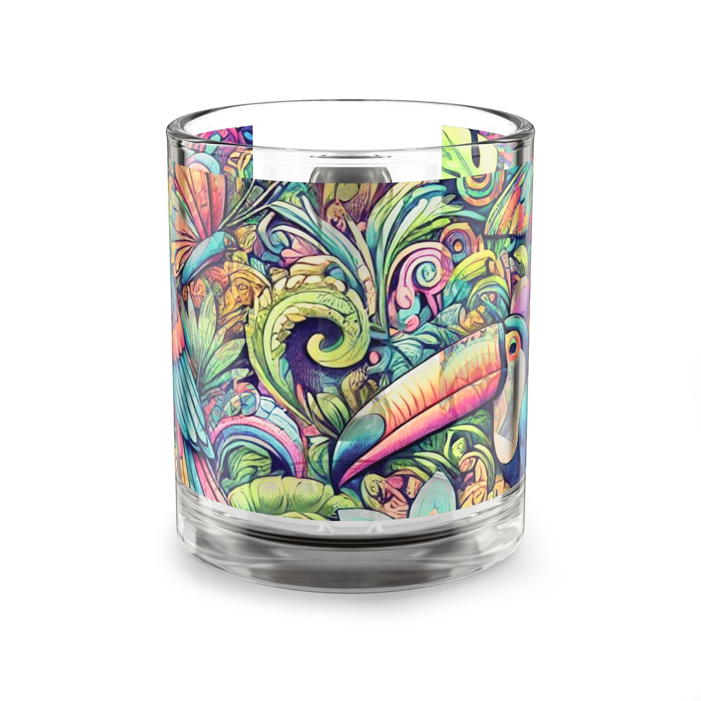 Tropical Glass Mug - 10oz Coffee Cup / Rainforest Funday