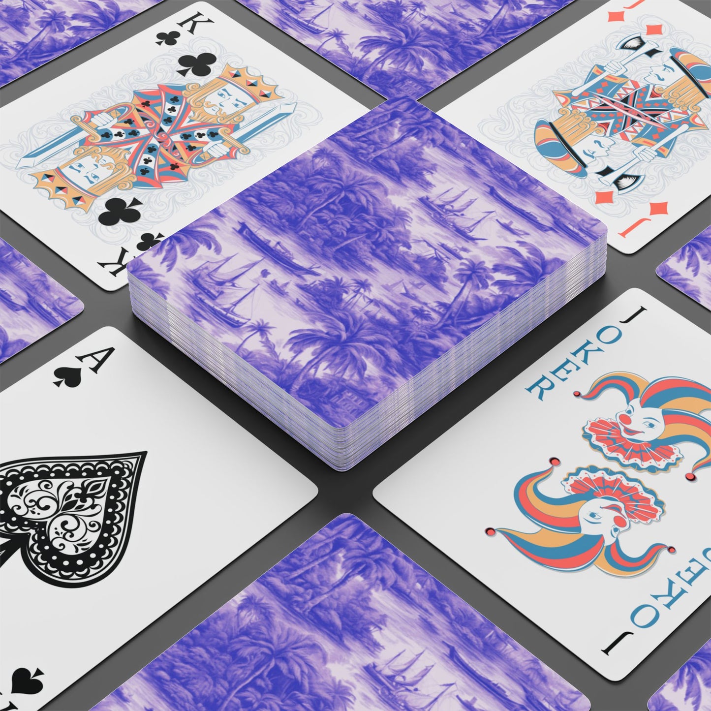 Poker-Sized Playing Cards - Tropical Toile #1 purple