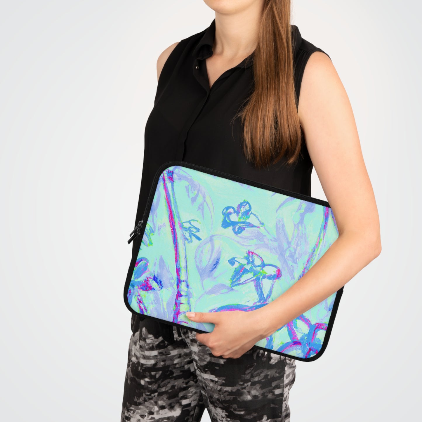 Tropical Laptop Sleeve, 5 Sizes - Perfect for Beach Lovers & Students / Tropical Doodles, Blue