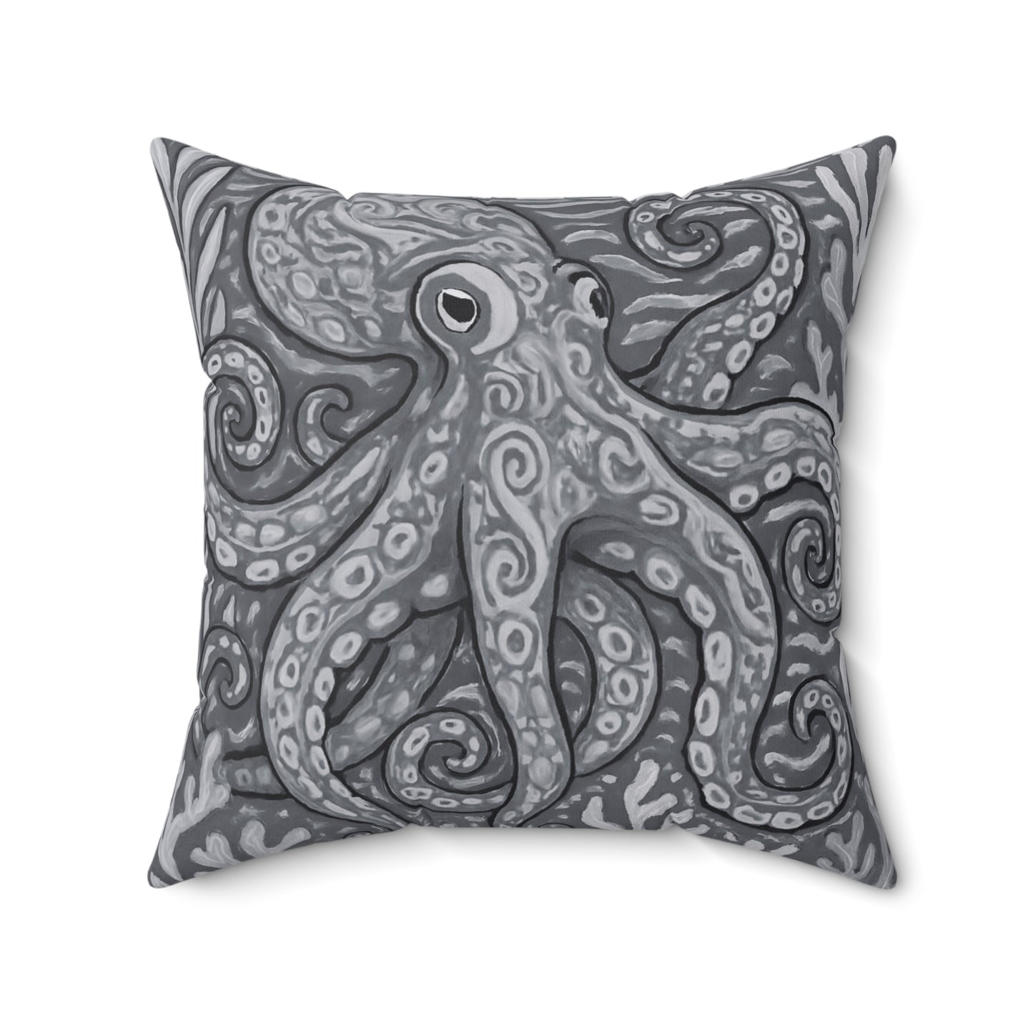 Decorative Pillow - Accent Cushion, 4 Sizes / Octopus Kraken Joe, Noir