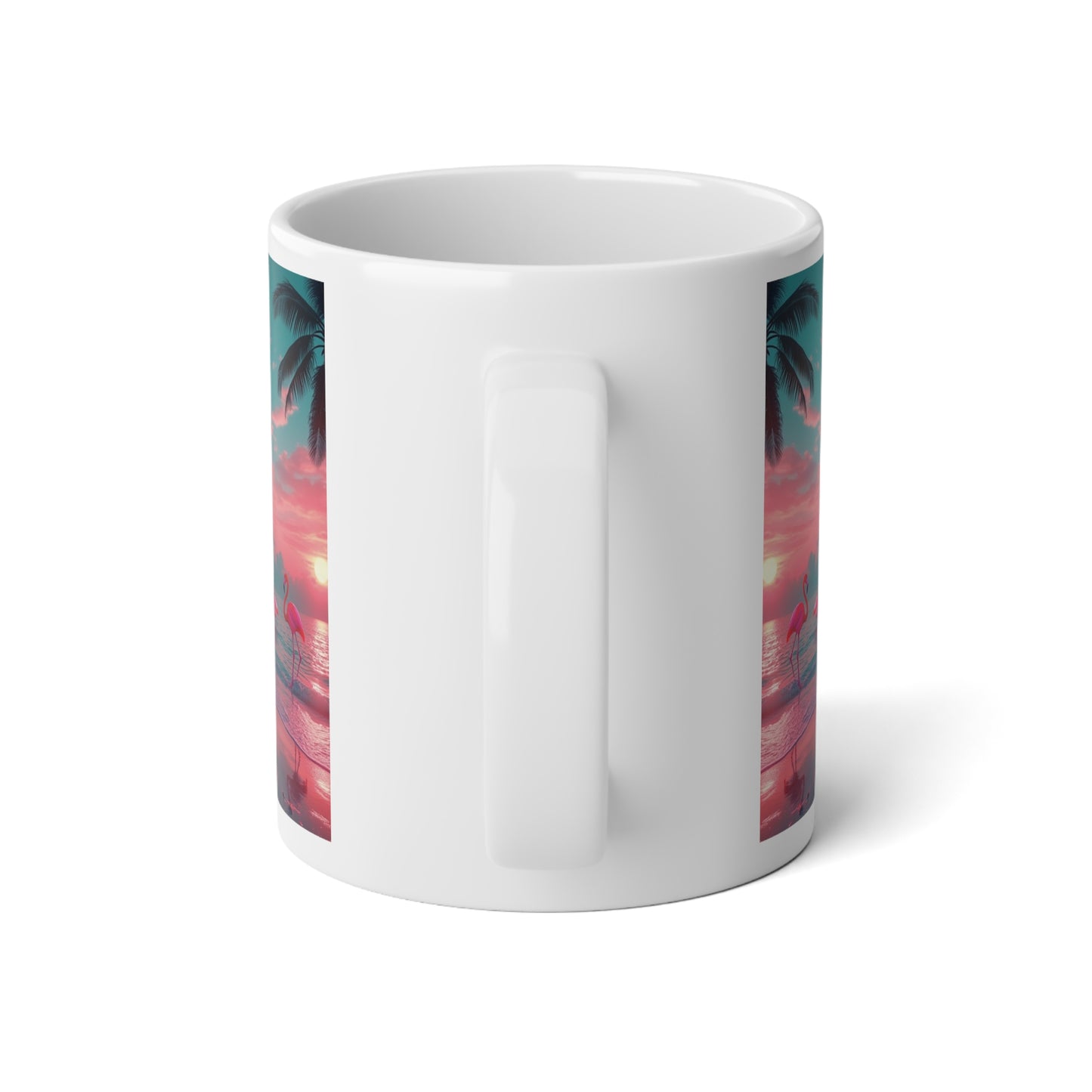 Jumbo Mug, 20oz, Neon Flamingo at Night | Tropical Coffee Cup