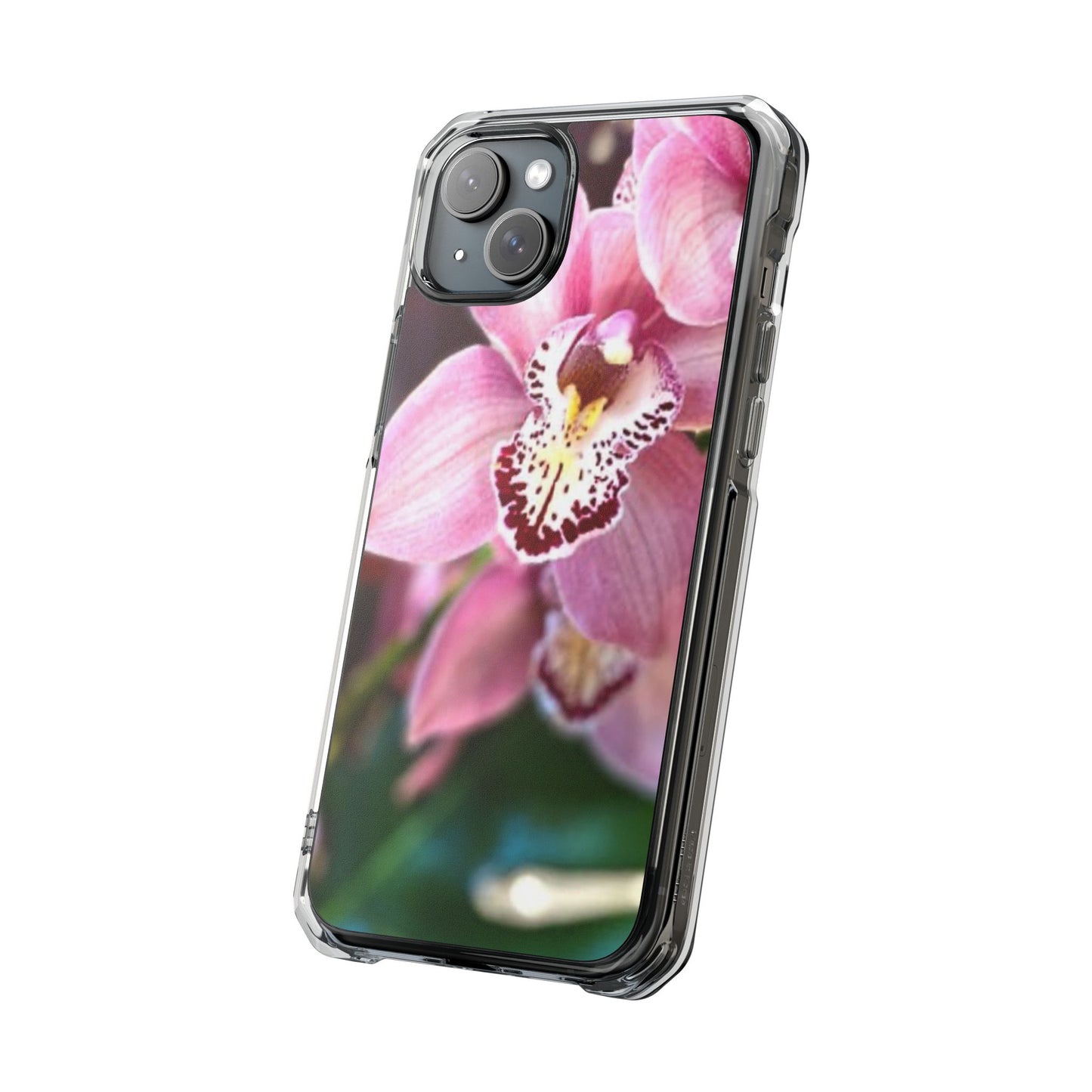 Pink Orchid/Photo Magnetic Clear Phone Case, Many Models