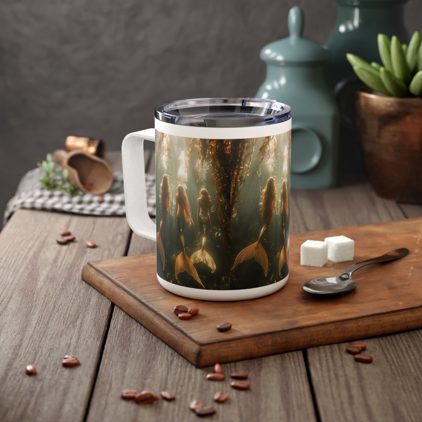 Tropical Insulated Coffee Mug, 10oz / Mermaids on Adventure