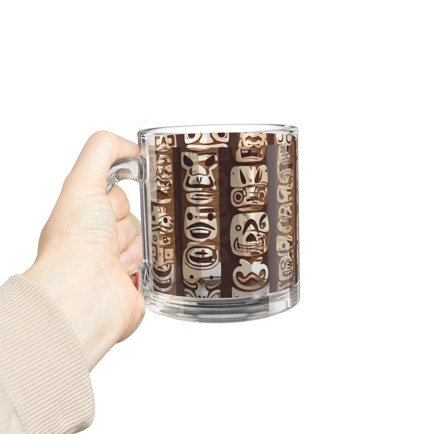 Tropical Glass Mug - 10oz Coffee Cup / Funny Tiki Totems