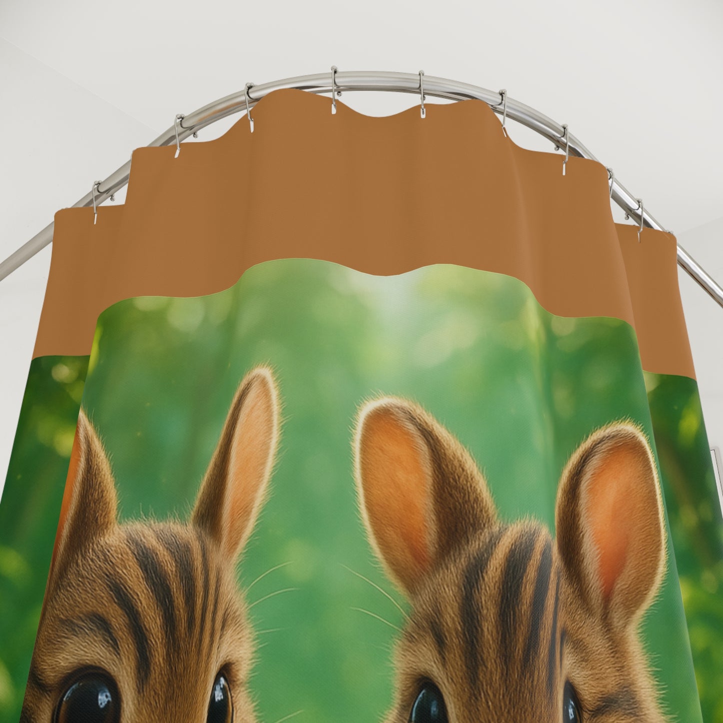 Tropical Shower Curtain - Rainforest Bathroom Decor / Baby Sumatran Rabbits/Lt. Brown
