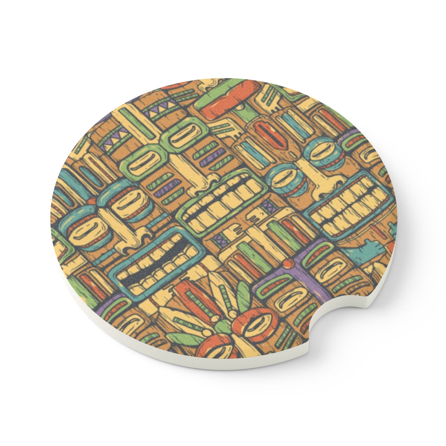 Soapstone Car Coaster - Colorful Tiki Party