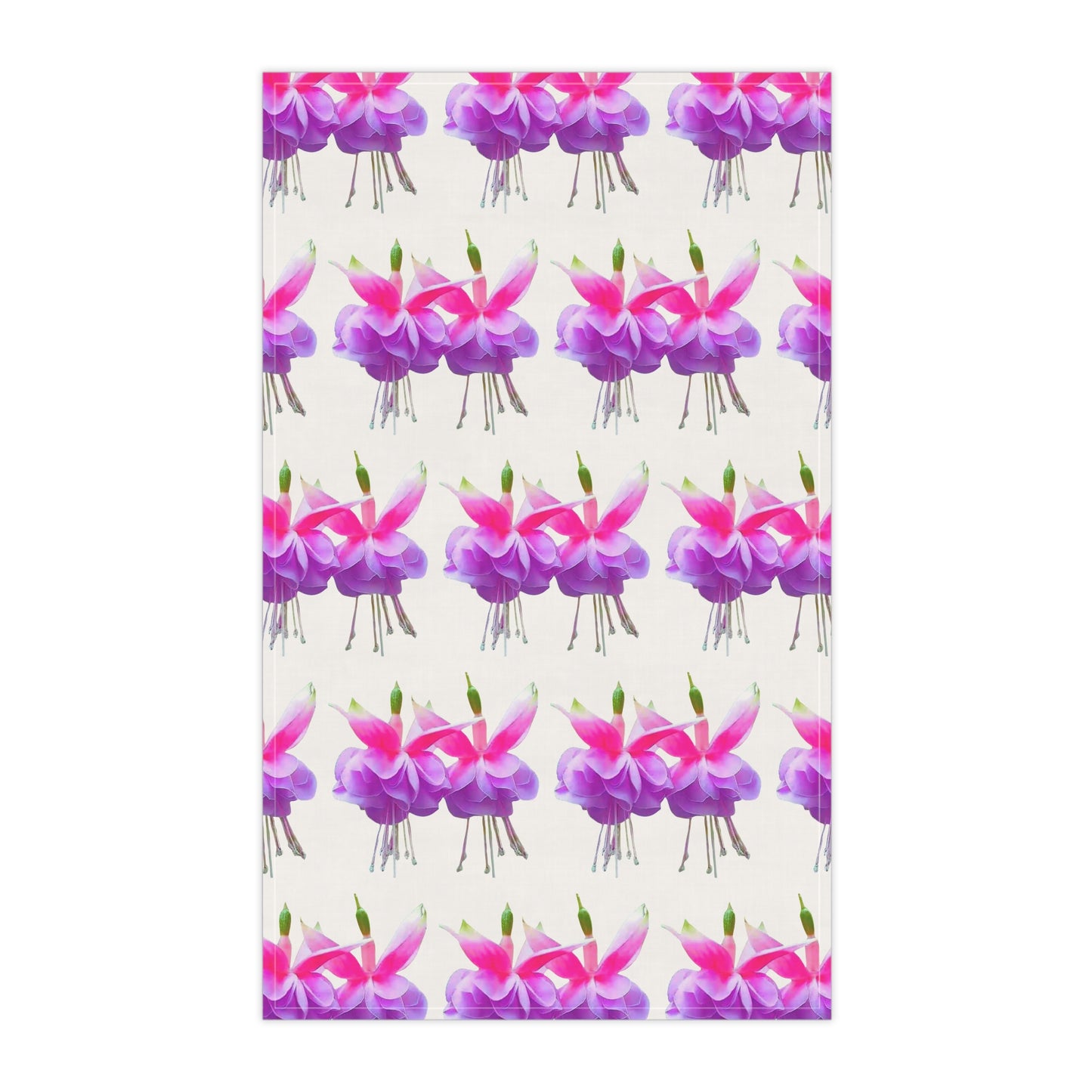 Tea Towels (cotton, poly) - Two Fuchsias, white