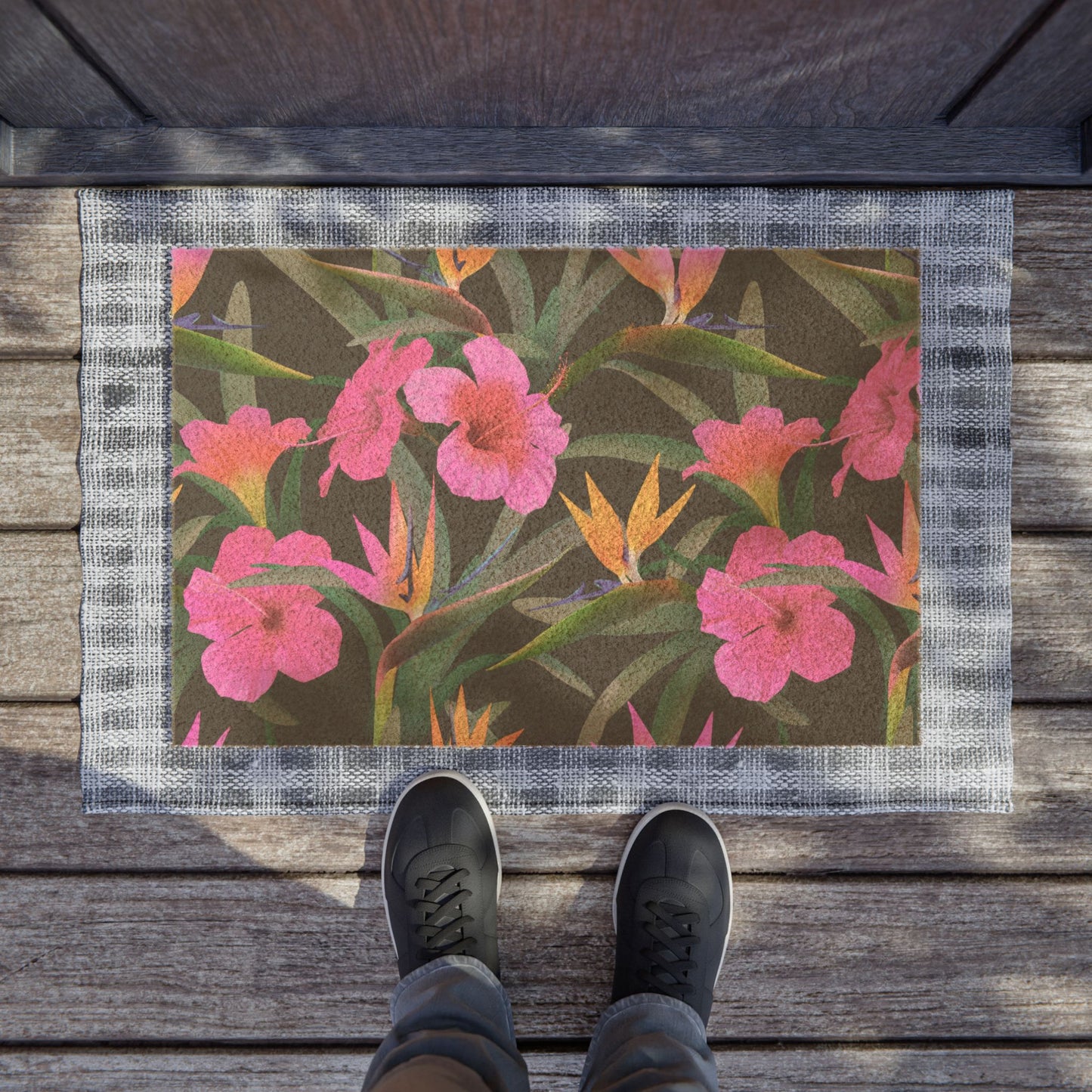 Tropical Floral Doormat - Vibrant Entrance Mat Perfect for Home Decor