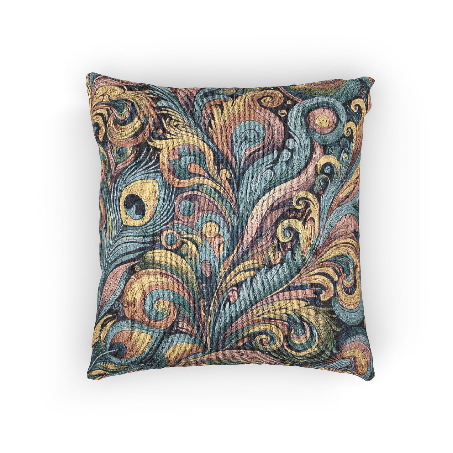 Woven Pillow, 17"W x 18"L - Peacock Feather Currents