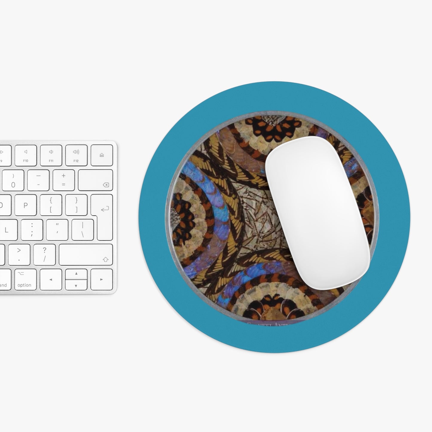 Tropical Mouse Pad, 2 Shapes - Beach Vibes for Home Office & Gamer / Real Butterfly Wing Art, Turquoise