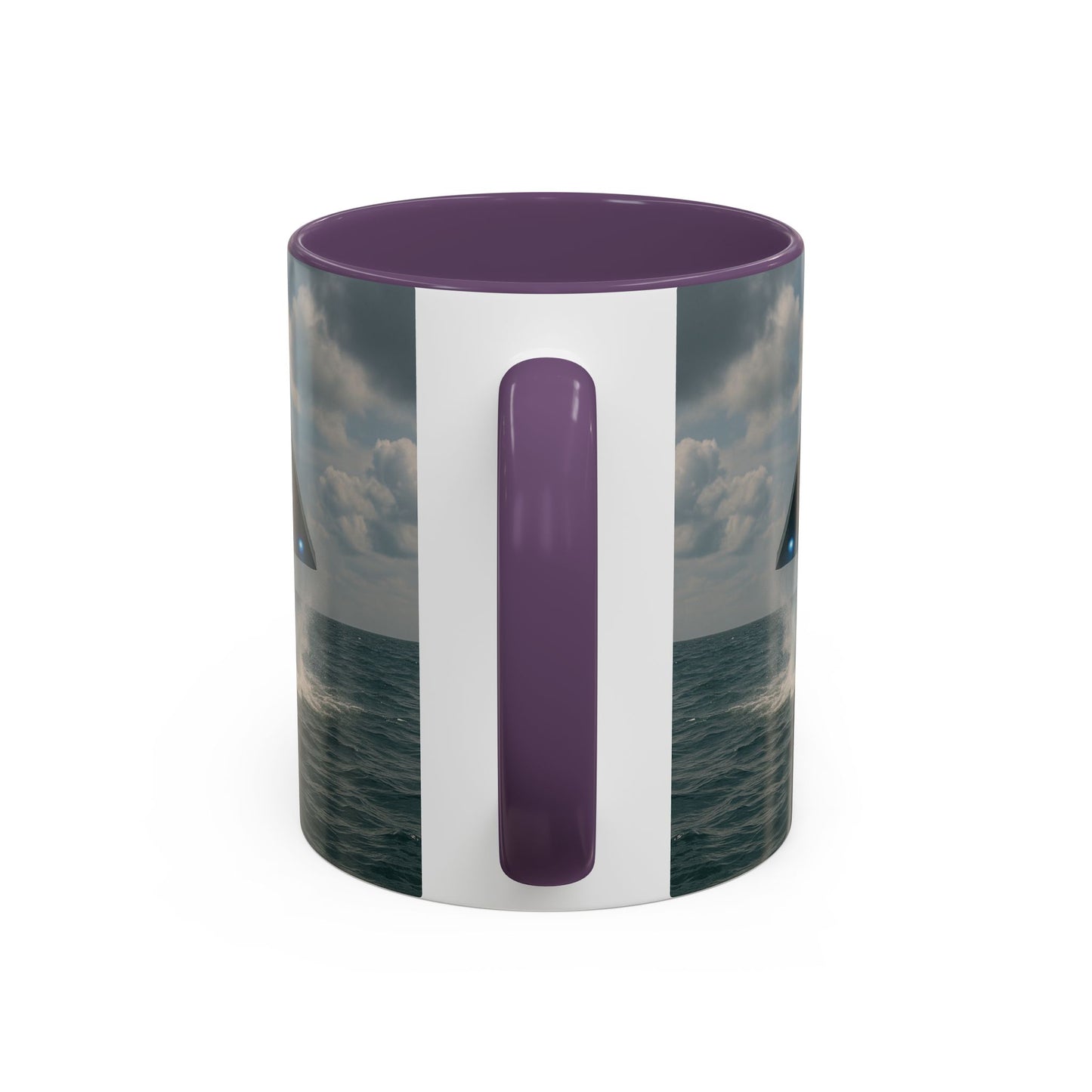 Accent Coffee Mug (11, 15oz), 8 Colors - UFO and Dolphin