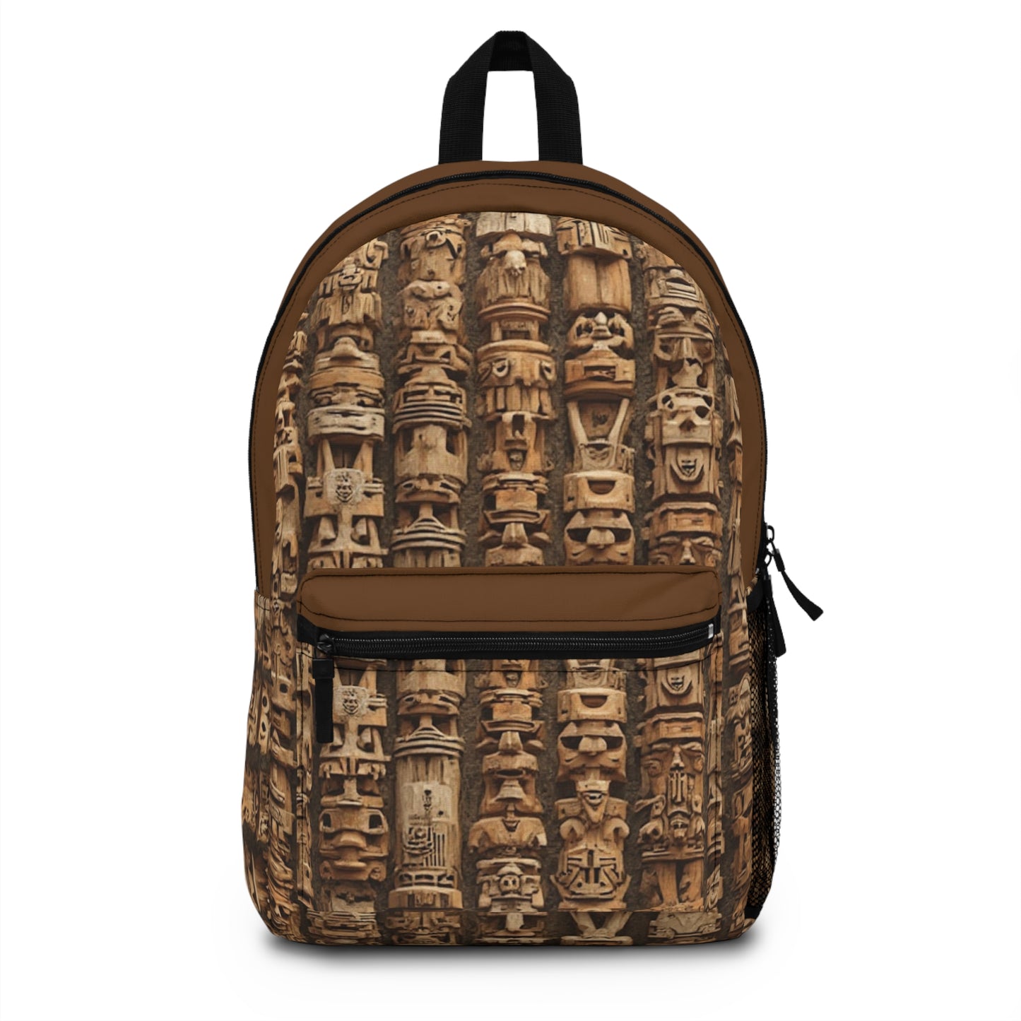 Tropical Backpack  / Ancient Tiki Totems, Brown