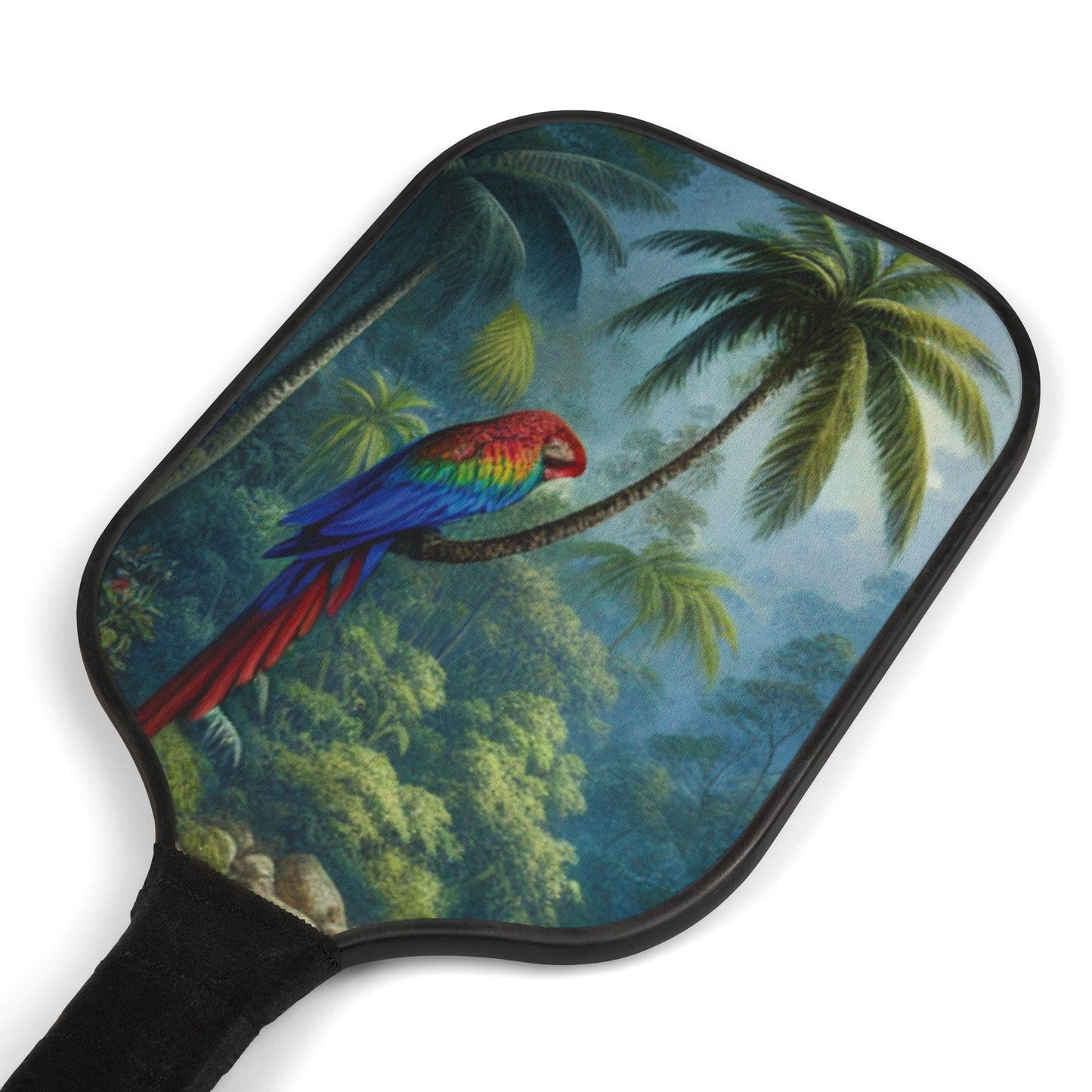 Tropical Pickleball Kit - Rainforest Vibe Paddles & Balls Set / Sleeping Parrot Beauty