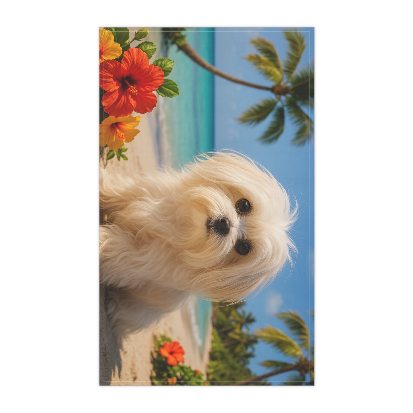 Tea Towels (cotton, poly) - Tropical Puppy Ariel