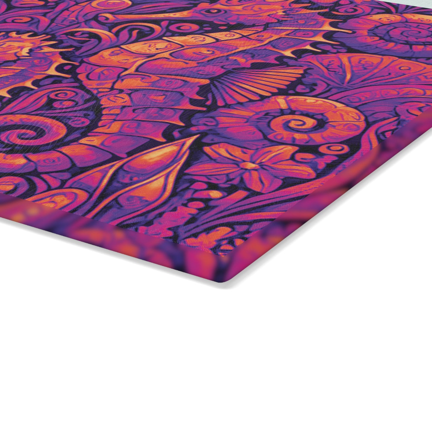 Glass Cutting Board, 2 sizes - Seahorses Heatwave
