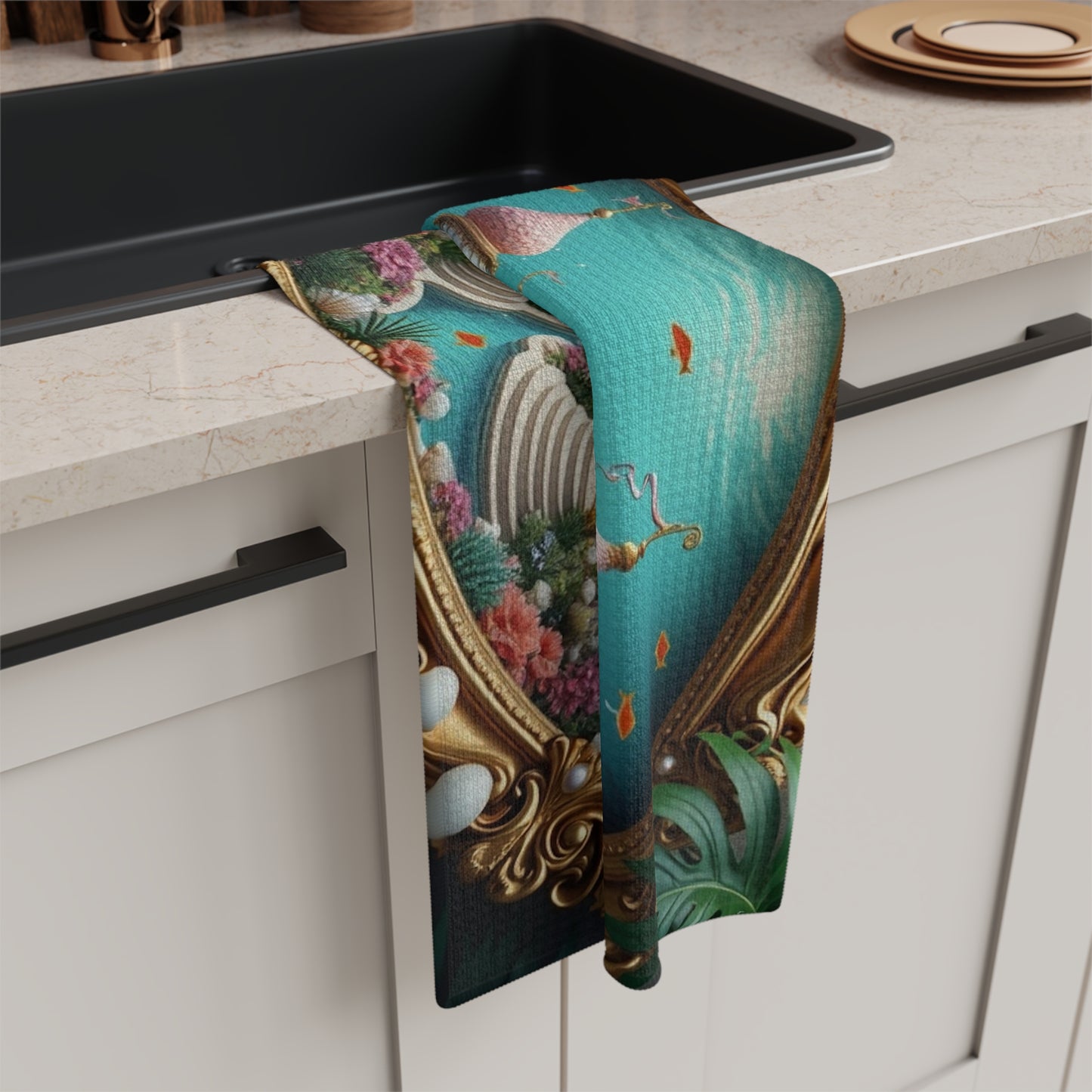 Microfiber Coffee/Tea Towel — Mermaid Palace, Caribbean Sea