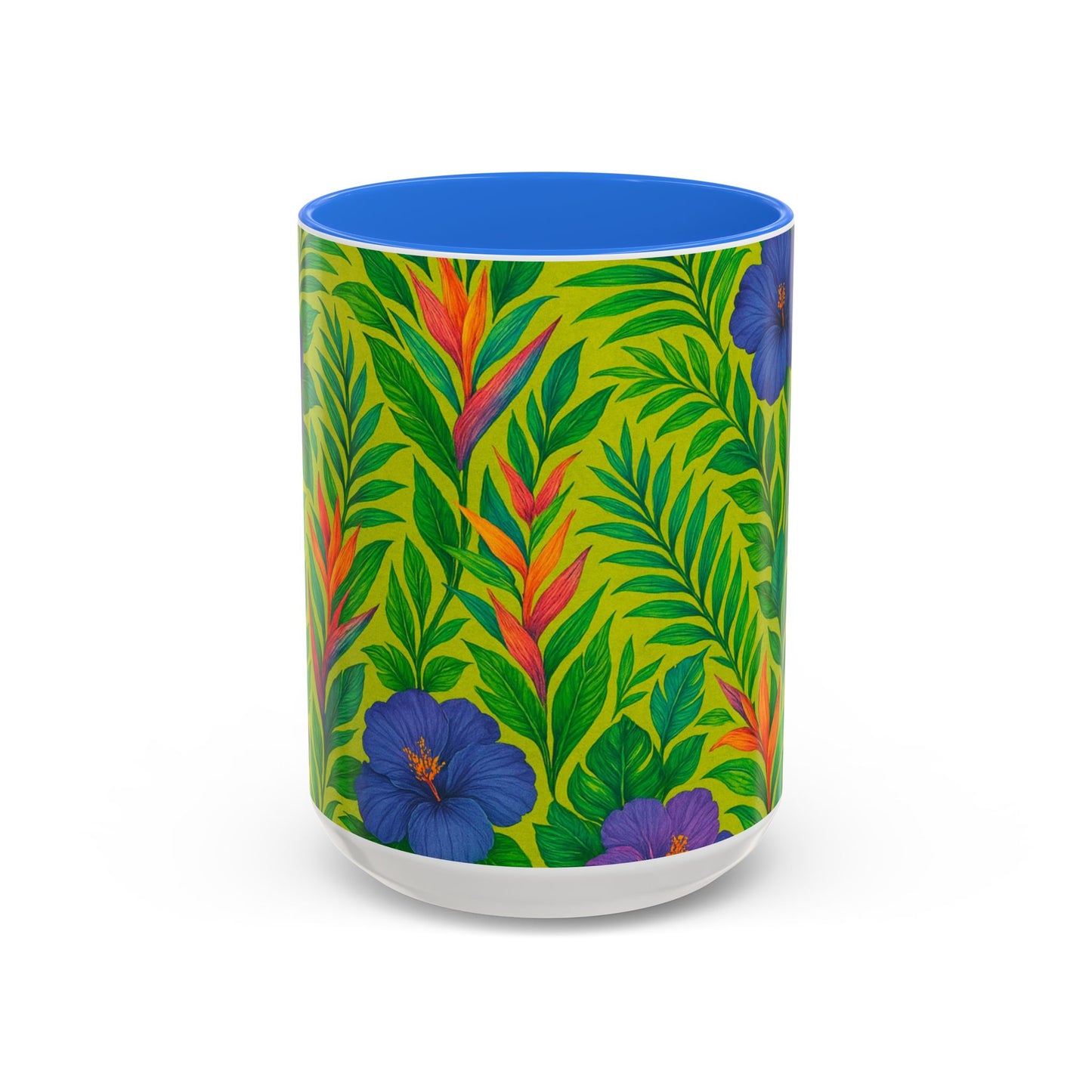 Vibrant Floral Coffee Mug - 11oz & 15oz / Midnight Flower Lime