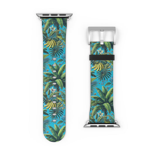 Apple Watch Band - Palms and More Tropical Fruit, Aqua Blue