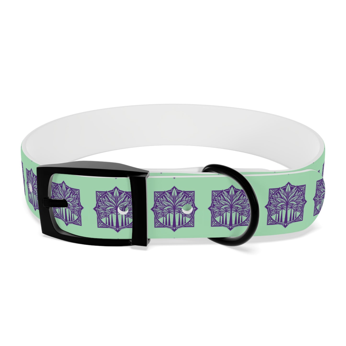 Dog Collar - Deco Palm Trees, Mint Green