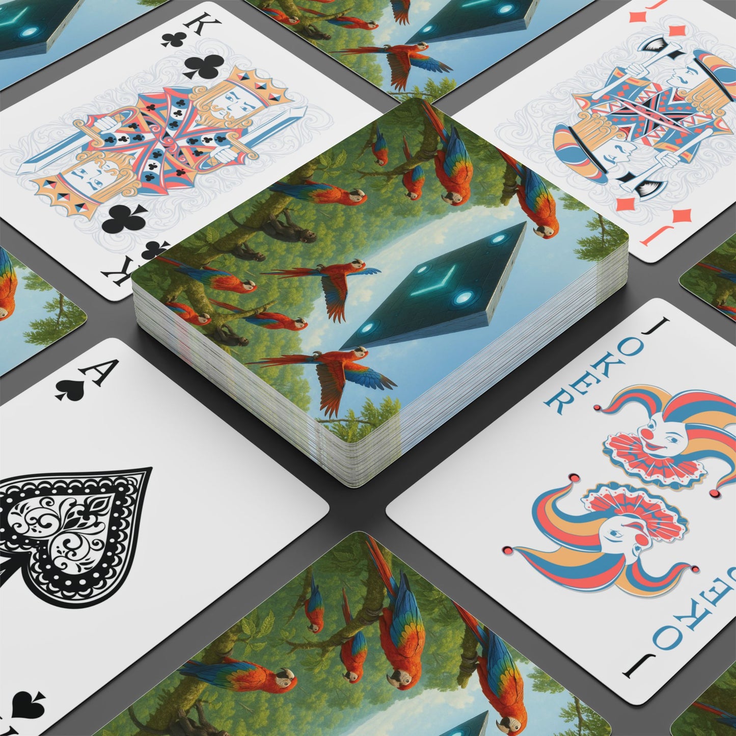 Poker Playing Cards - Macaws and UFO
