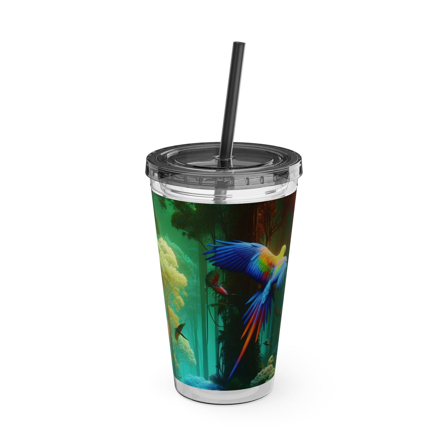 Tropical Tumbler with Straw | 16oz Colorful Travel Cup / Flight School