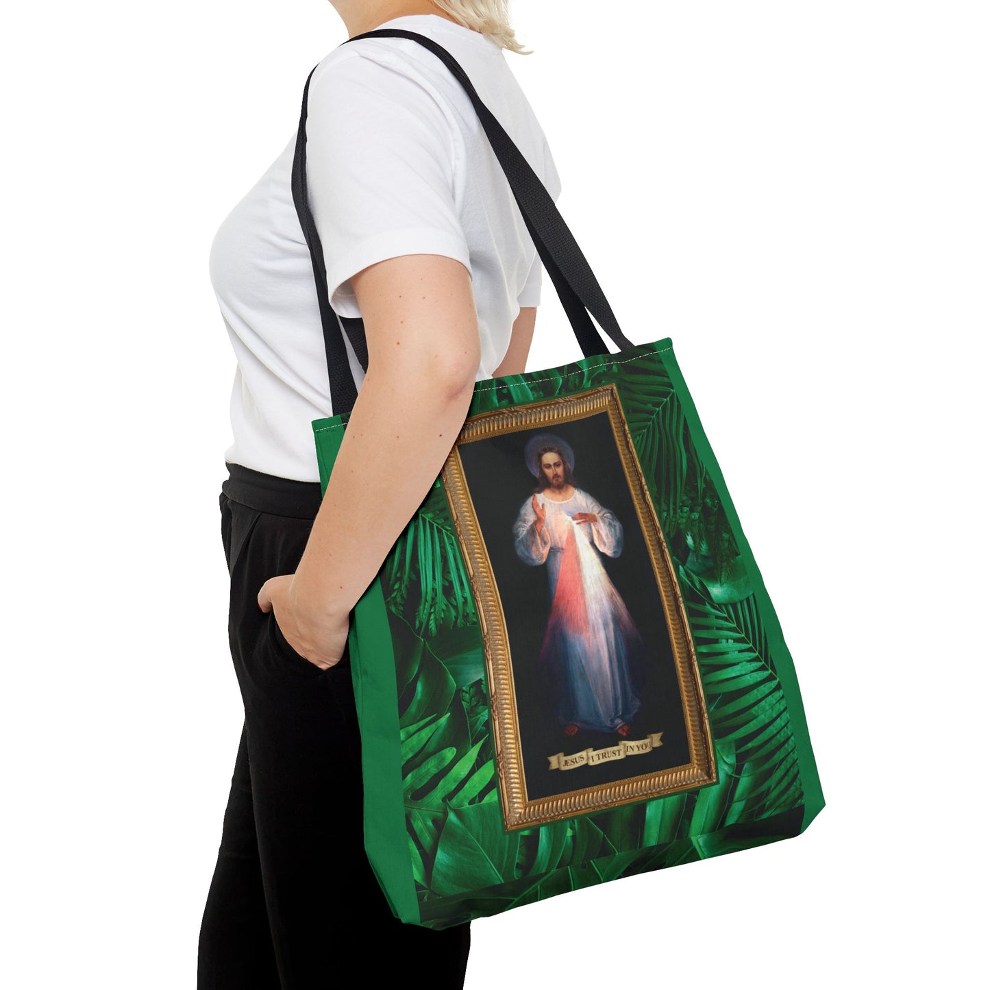 Religious Divine Mercy Tropical Tote Bag - 3 Sizes