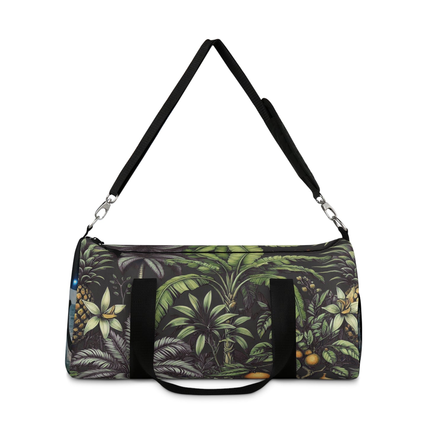 Tropical Duffel Bag - Perfect for Travel and Gym / Tropical Fruit, Black