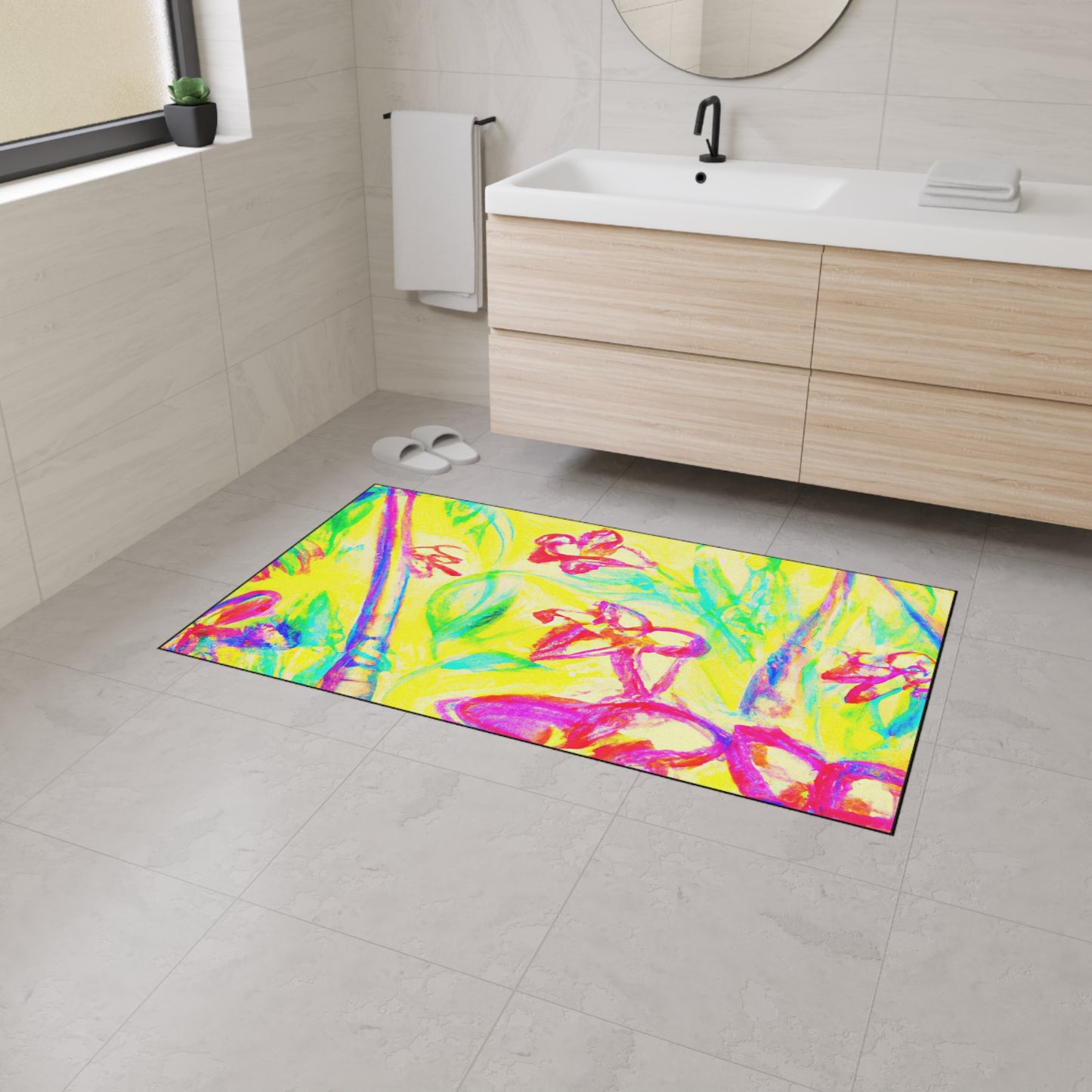 Heavy Duty Floor Mat, 5 Sizes – Tropical Area Rug for Home Décor / Tropical Doodles, Yellow