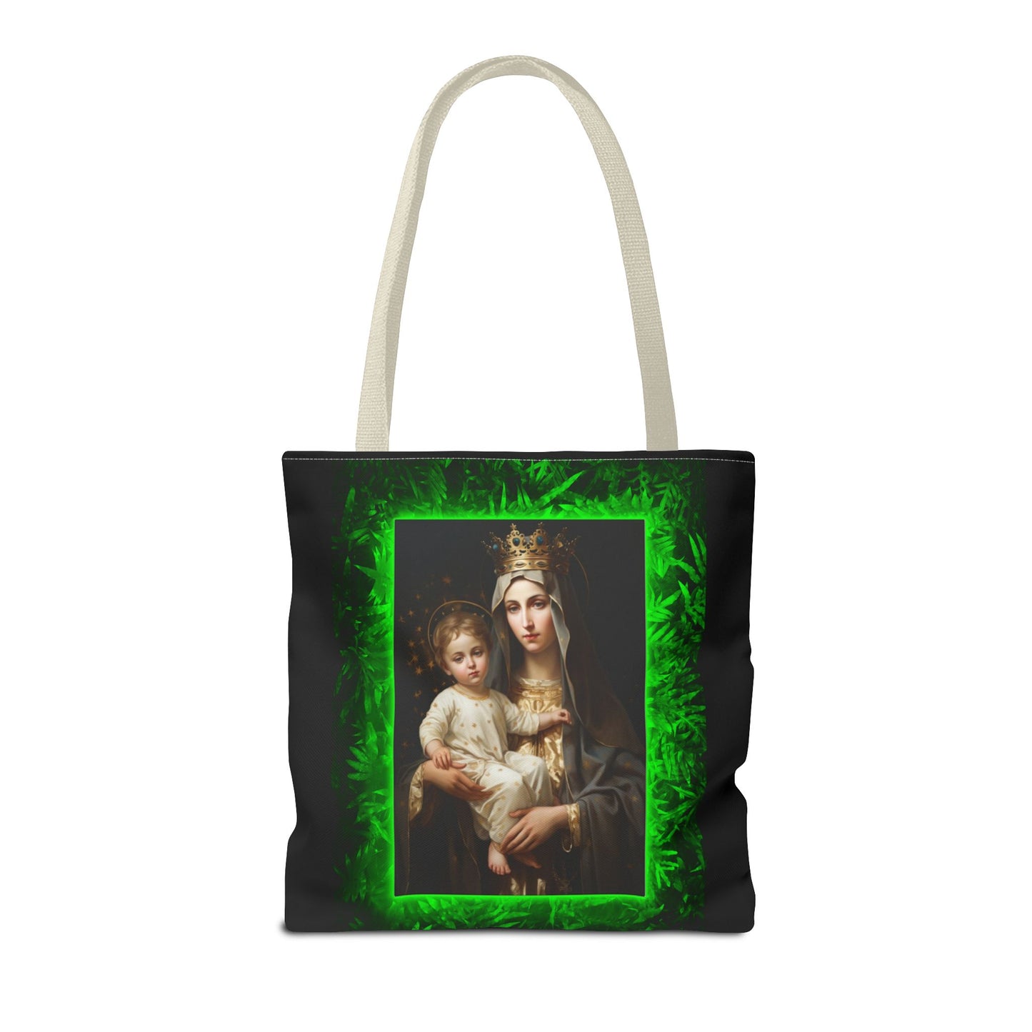 Religious Our Lady of Mt. Carmel Tropical Glow Tote Bag - 3 Sizes