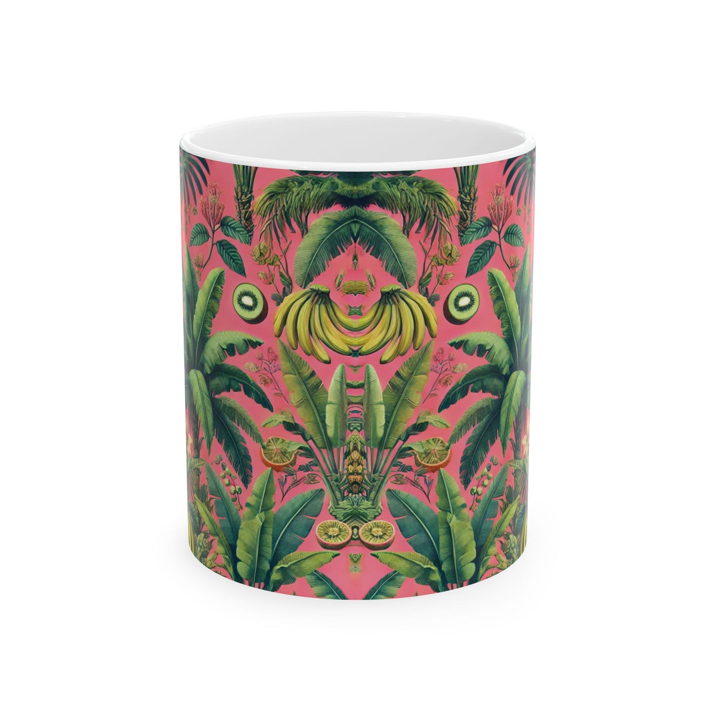 Ceramic White Mug - 11oz & 15oz, More Tropical Fruit, Coral