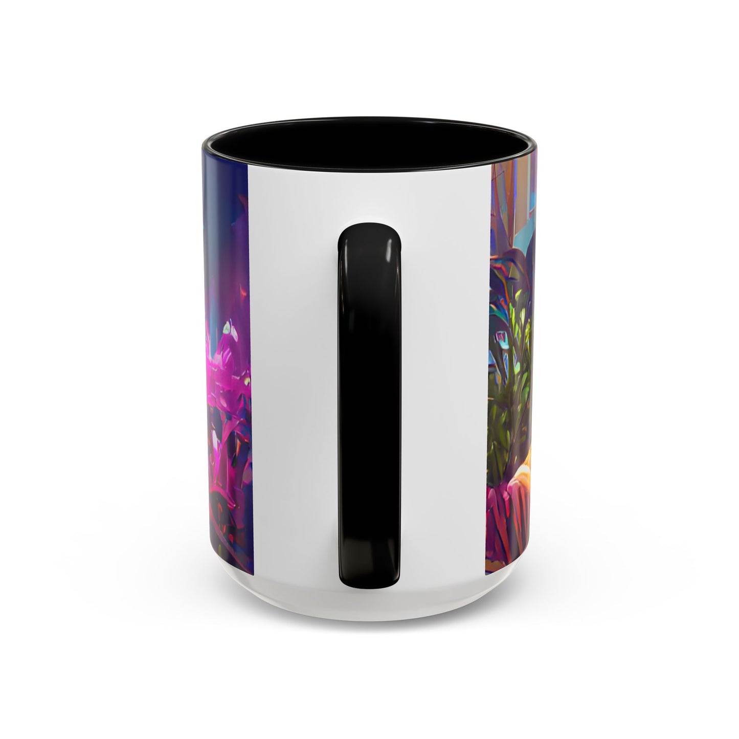 Accent Coffee Mug (11, 15oz) - Midnight Kiss in Tropical Garden