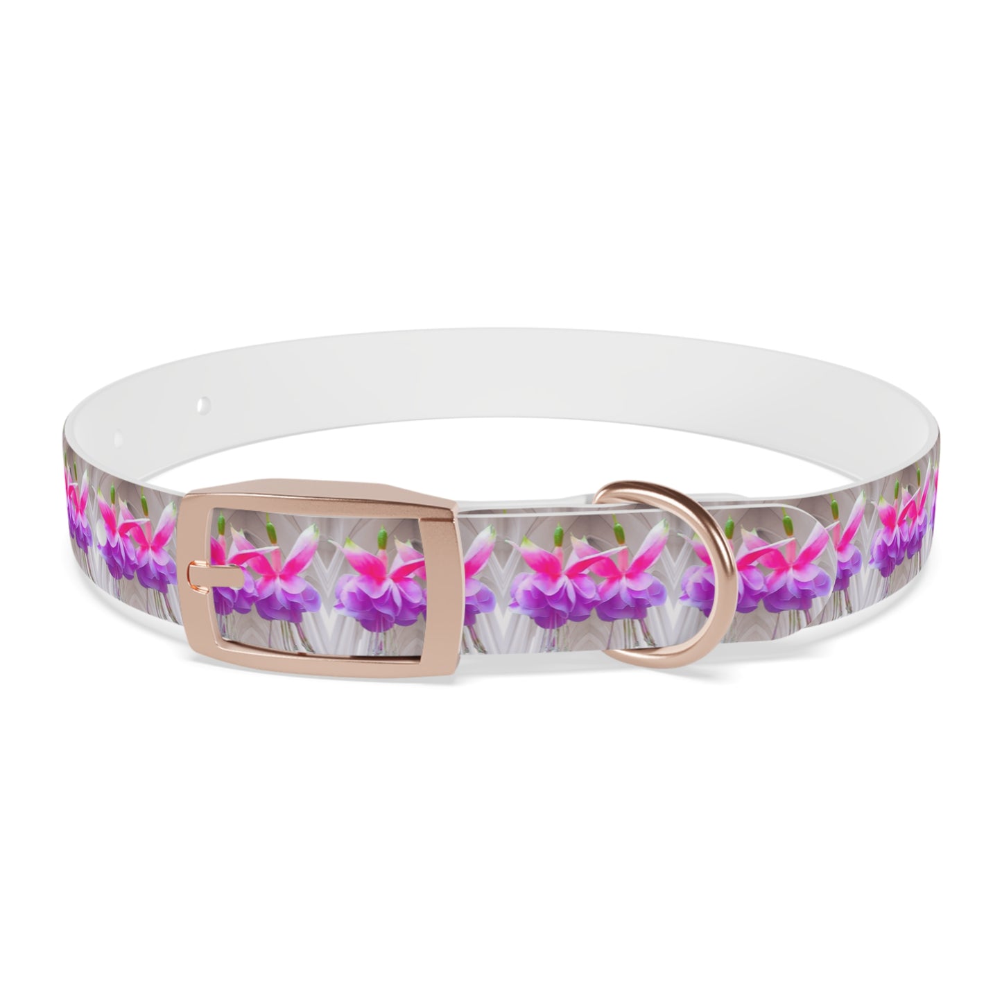 Dog Collar - Two Pink Fuchsias / Gothic, Kaleidoscope