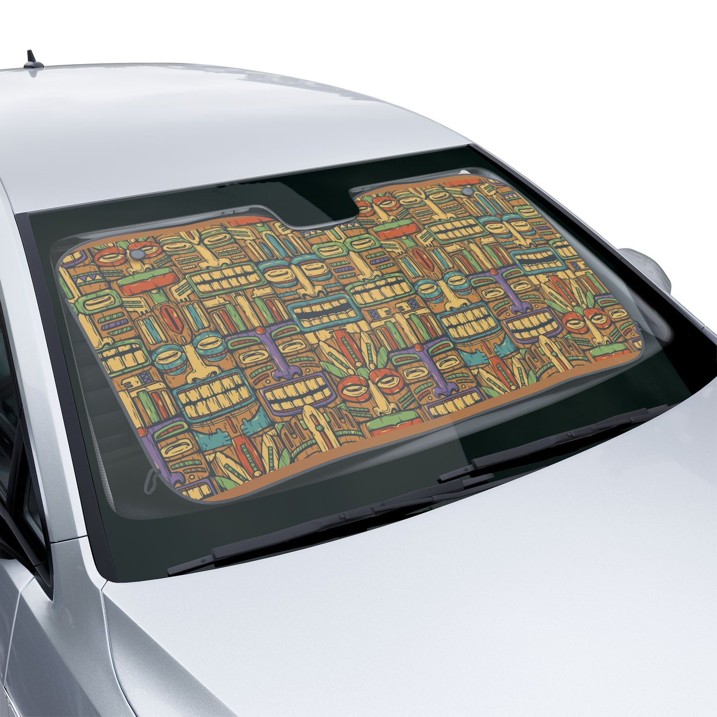 Tropical Car Sun Shades / Colorful Tiki Totems