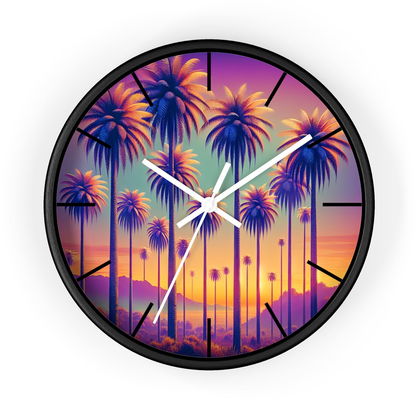 Wall Clock, Sunset Palms, Hands/Base Color Variants