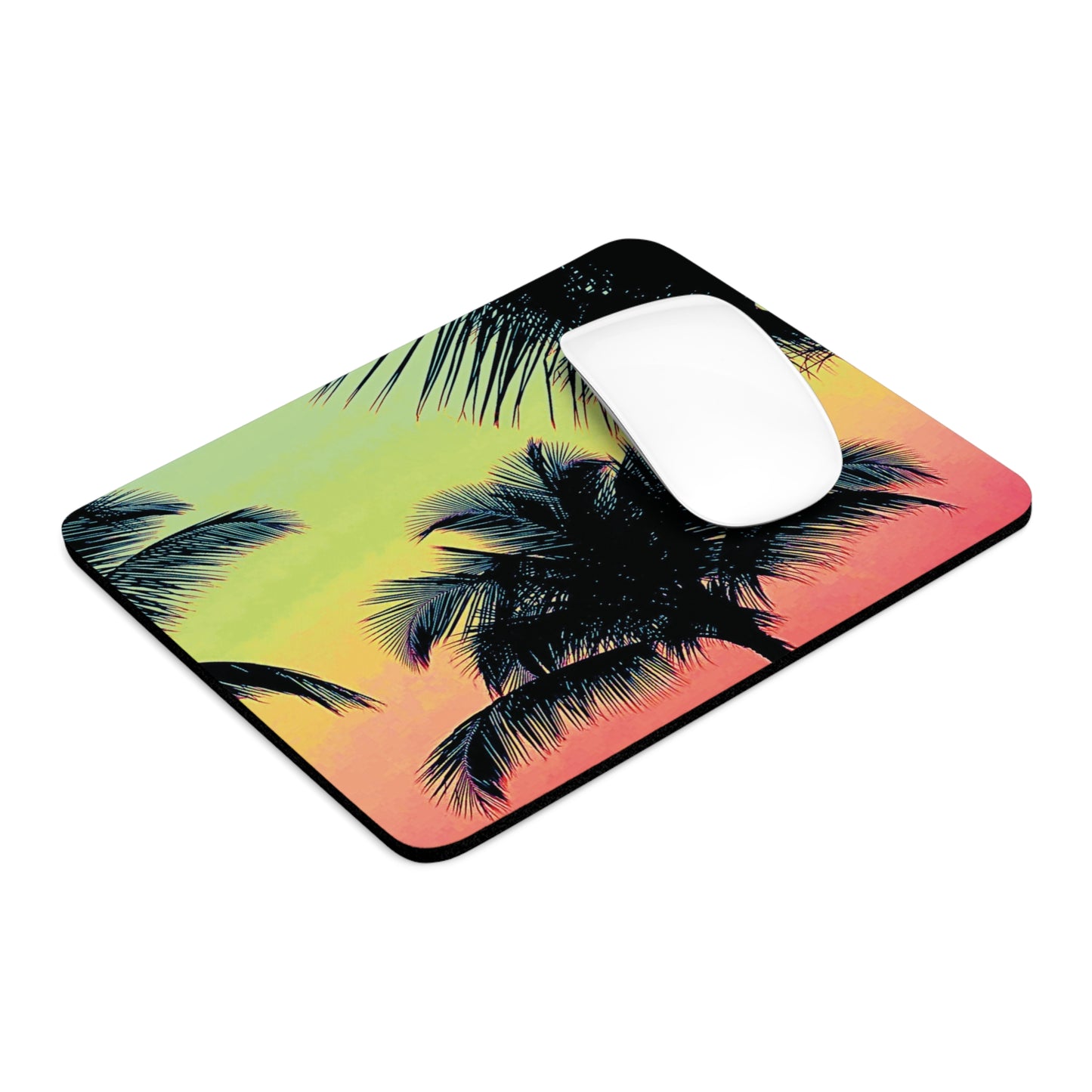 Coastal Mouse Pad, 2 Shapes - Beach Vibes for Home Office & Gamer / Palm Glow, Sangria