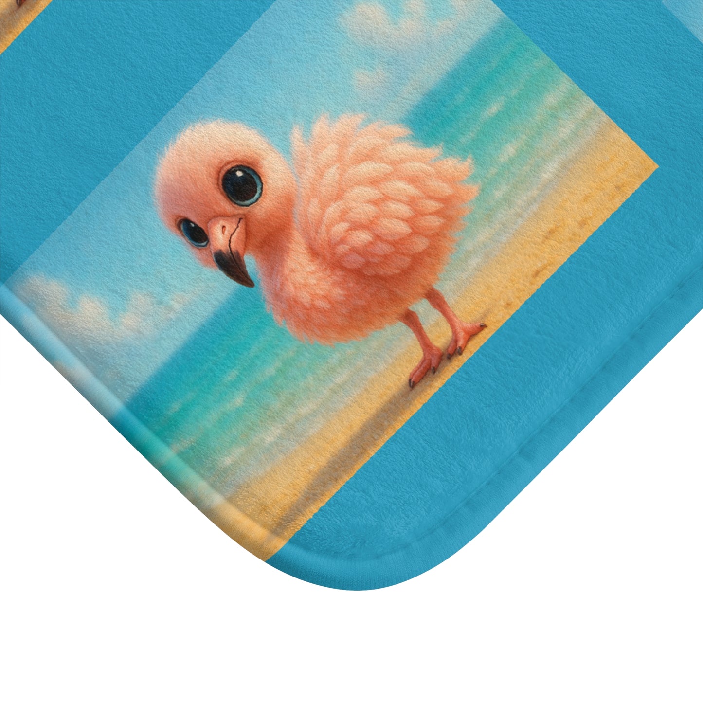 Baby Flamingo/Turquoise Bath Mat, 2 Sizes - Tropical Vibes for Home Decor