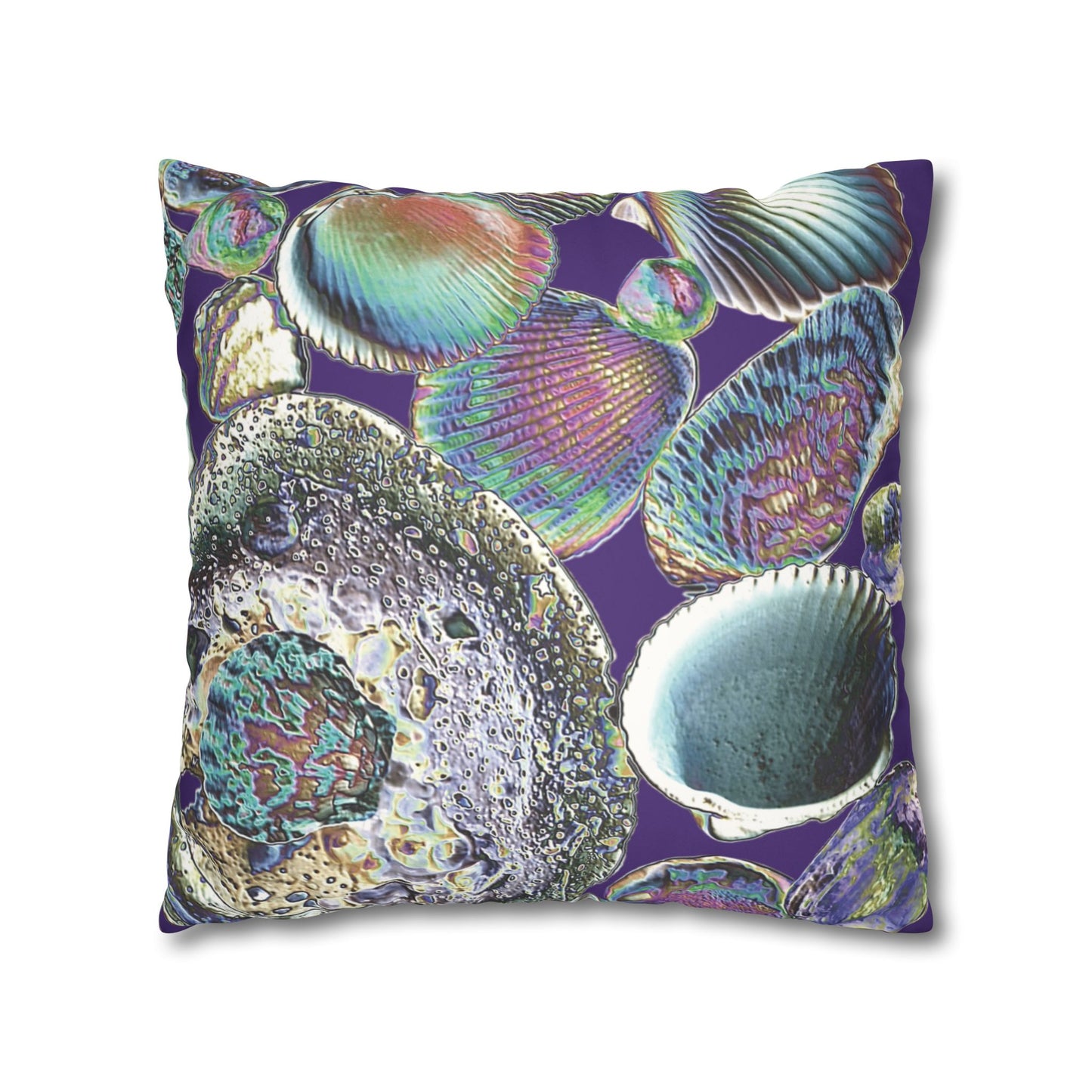 Faux Suede Square Pillowcase - Heatwave Seashell Collection, Purple