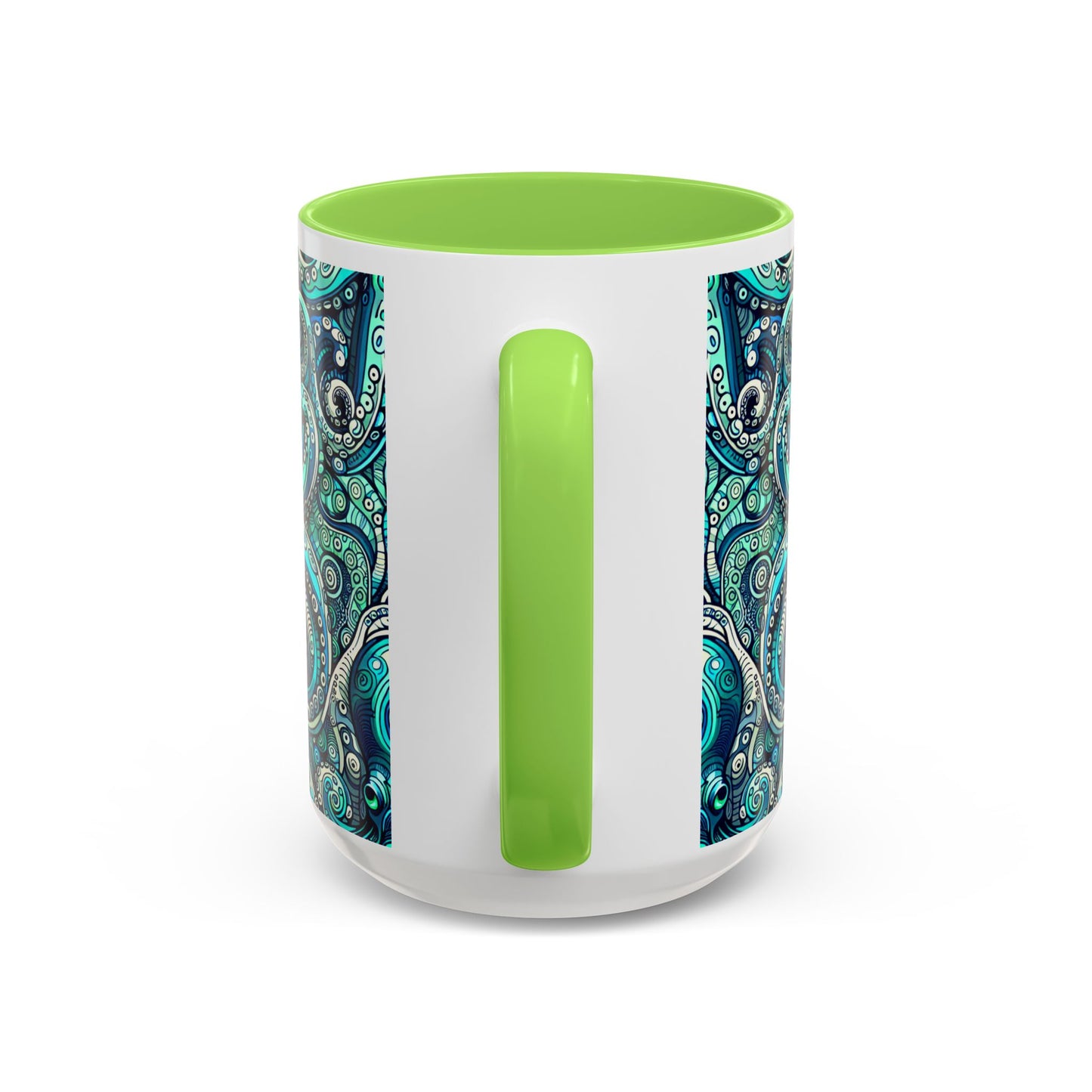 Accent Color Coffee Mug, Many Colors - 11oz & 15oz / Aqua Octopus