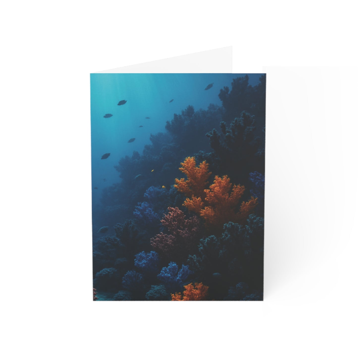 Tropical Greeting Cards – Set of 1, 10, 30 or 50 – Black & Orange Coral