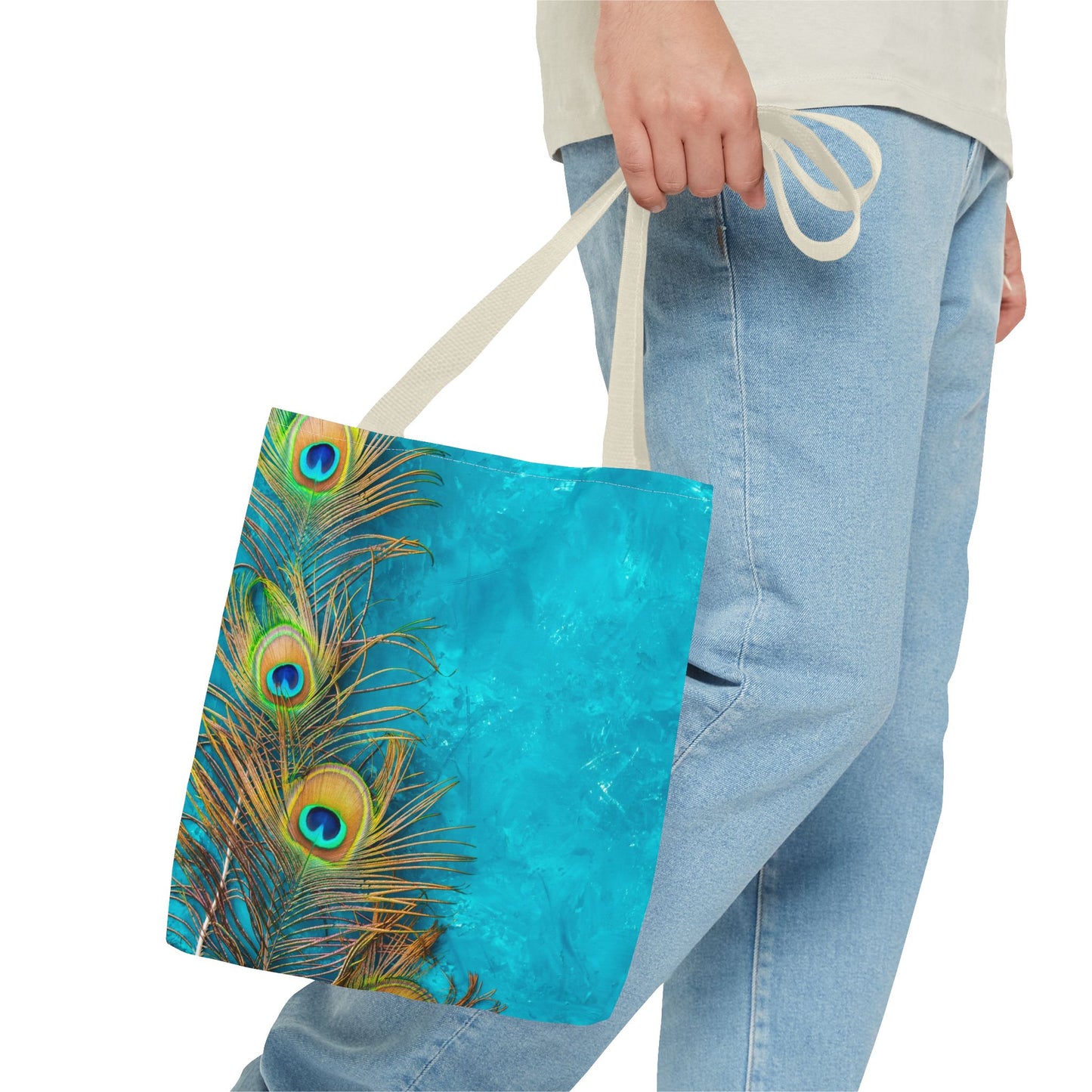 Peacock Turquoise Glow Tote Bag - 3 Sizes