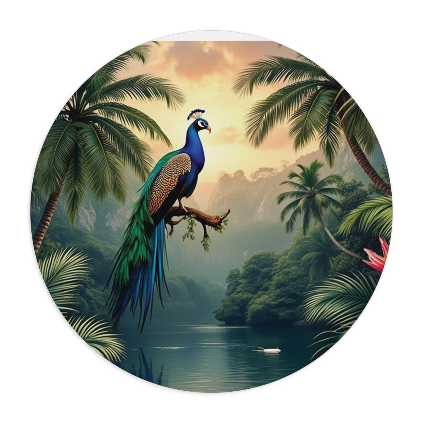 Tropical Mouse Pad, 2 Shapes - Peacock Vibes for Home Office & Gamer / Guardian of the Rainforest
